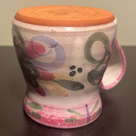 Hand Crafted Studio Art Pottery Mug Hand Painted Abstract Floral ~ Artist Signed - Picture 13 of 15
